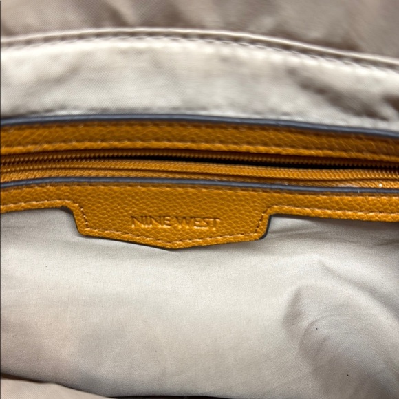 Nine West Tan Crossbody Bag with Boxy Shape and Metal Logo - Picture 2 of 6